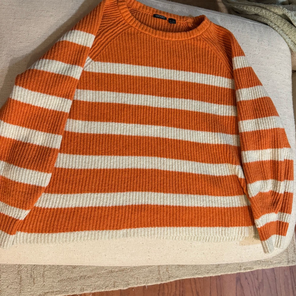 Orange and White Striped Sweater